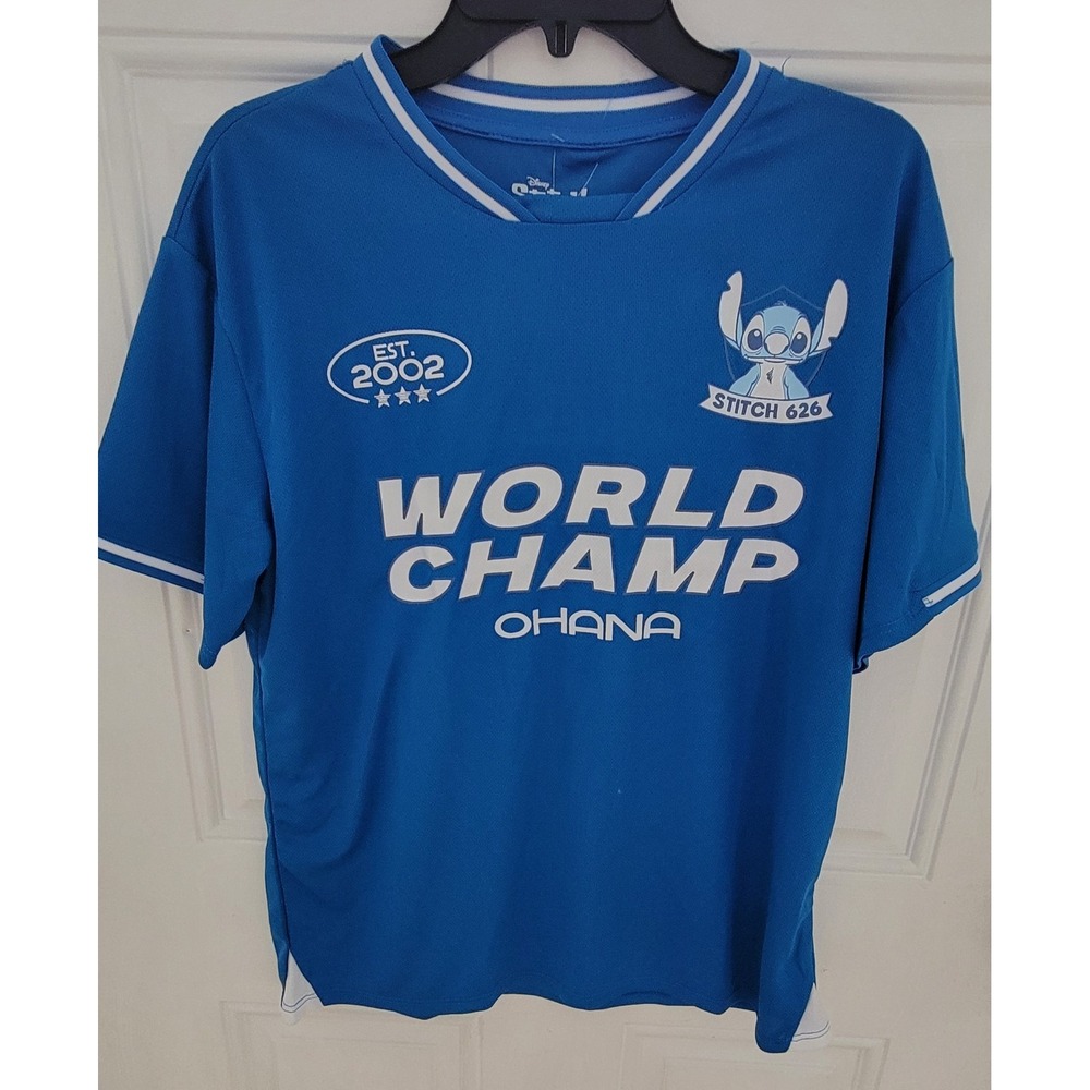 Disney Stitch Men's  Blue Graphic Soccer Jersey, Sizes L‎ NWT